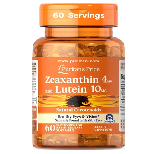 Puritan's Pride Zeaxantina 4 Mg E Lutigold Luteína 10 Mg Sem Sabor