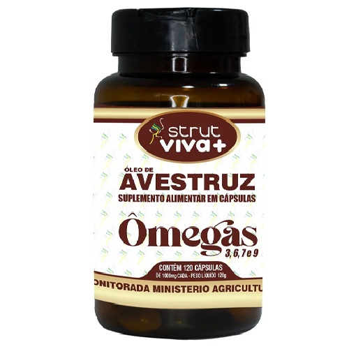 Oleo De Avestruz 90caps 1.000mg Strut Omega 3 6 7 9 Sem Sabor
