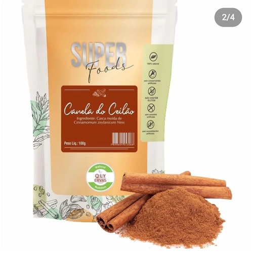 Canela Do Ceilão Pó 100g Qly Ervas Super Foods