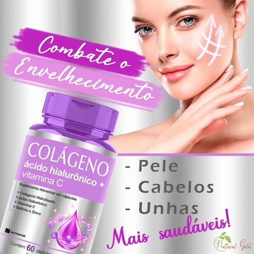 Kit Pele Cabelos E Unhas: Colágeno + Hialu + Biotina 120 Cps