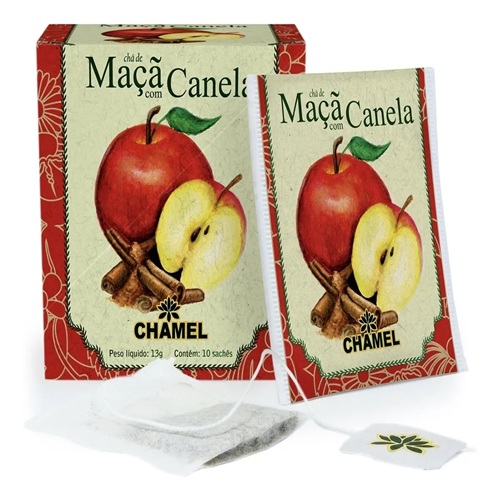 Chá De Maçã E Canela Com 10 Sachês - Chamel + Brinde Canela