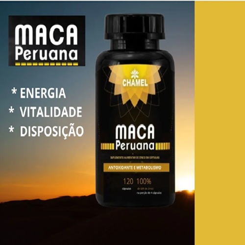 Maca Peruana 100% Pura Com Zinco Chamel Cápsulas 2 Frascos Natura