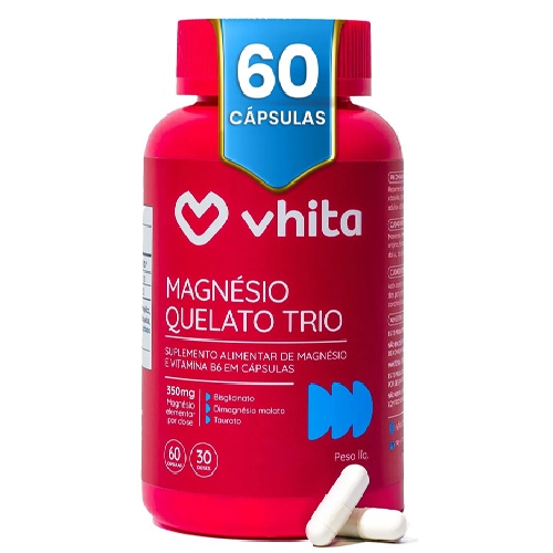 Magnésio Quelato Trio Vhita 3 em 1 (60 Cápsulas)