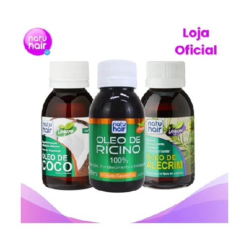 Kit Terapia Capilar Natuhair Óleo de Coco + Rícino + Alecrim (60ml/Unidade)