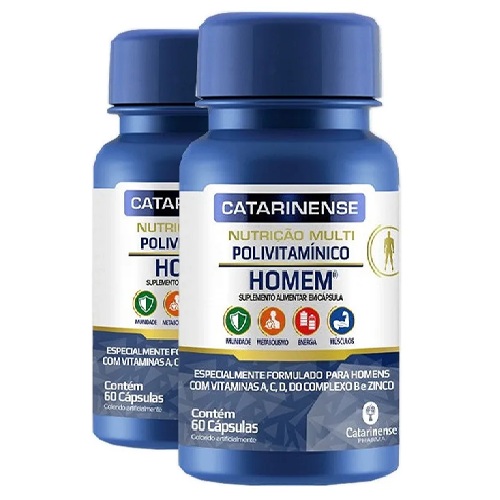 Kit 2 Polivitamínico Homem Catarinense 60 Cápsulas