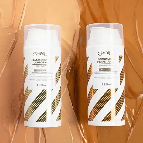 Kit Skelt Iluminador Corporal , Bronzeado Instantaneo E Luva