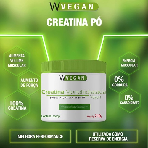 Creatina Vegan 210g Sem sabor WVegan
