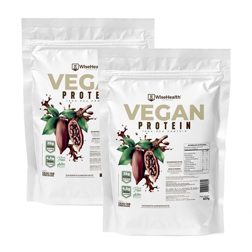 Kit 2 Vegan Protein 837g Cookie Maltado + Cacau e Chocolate
