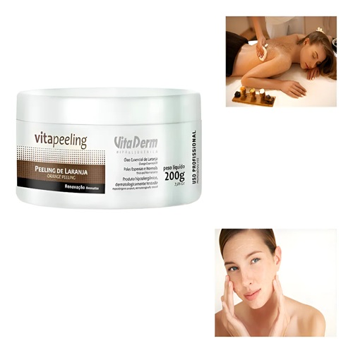 Peeling Laranja 200g Vita Derm Vitapeeling Esfoliante Todo Tipo De Pele